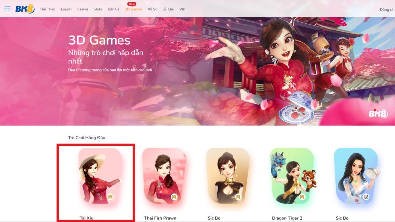 Hướng dẫn chơi Tài xỉu 3D tại nhà cái BK8