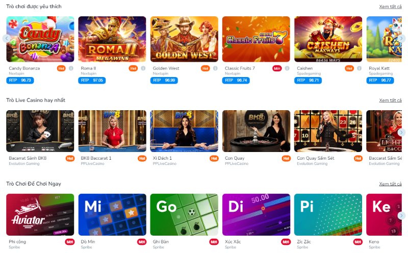 Top các mục game hấp dẫn tại cổng cược BK88.BLOG
